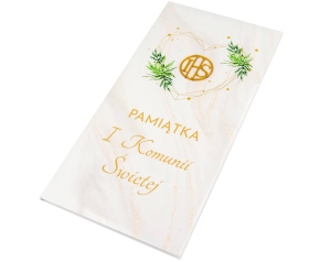 Pamiątka I Komunii Świętej – Serce geometryczne, roślinny wzór