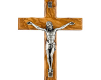 Krzyż oliwny 34 cm – drewno oliwne, metalowa figura Jezusa