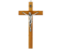 Krzyż oliwny 28 cm – drewno oliwne, metalowa figura Jezusa