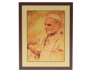 Obrazek papieski – portret świętego Jana Pawła II w sepii, pamiątka religijna
