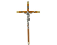 Krzyż z drzewa oliwnego z okuciami – 23cm, klasyczny na ścianę