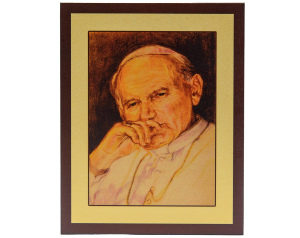 Obrazek papieski – portret świętego Jana Pawła II w zadumie, 15x19 cm