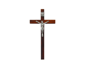 Krzyż drewniany 12 cm prosty brązowy