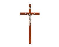 Krzyż drewniany prosty 18 cm ciemny