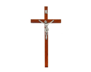 Krzyż drewniany prosty 18 cm ciemny