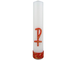 Świeca ołtarzowa biała symbol Jezusa P