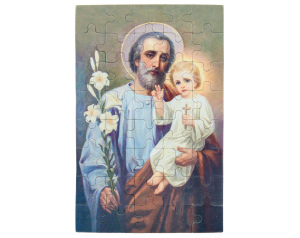 Puzzle religijne – święty Józef z Dzieciątkiem Jezus i lilią