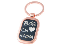 Brelok „Bóg Cię kocha” – czarne tło