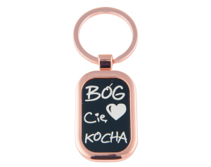Brelok „Bóg Cię kocha” – czarne tło