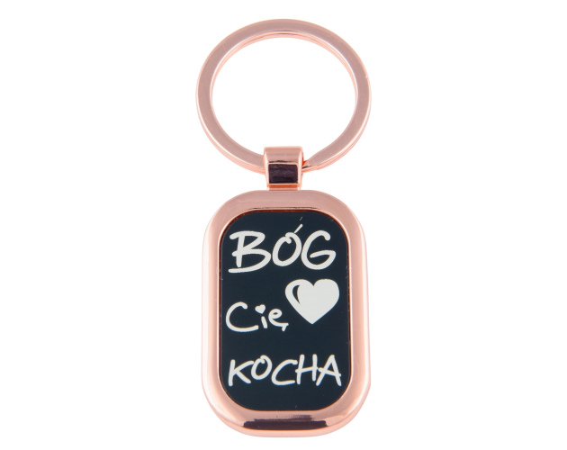 Brelok „Bóg Cię kocha” – czarne tło