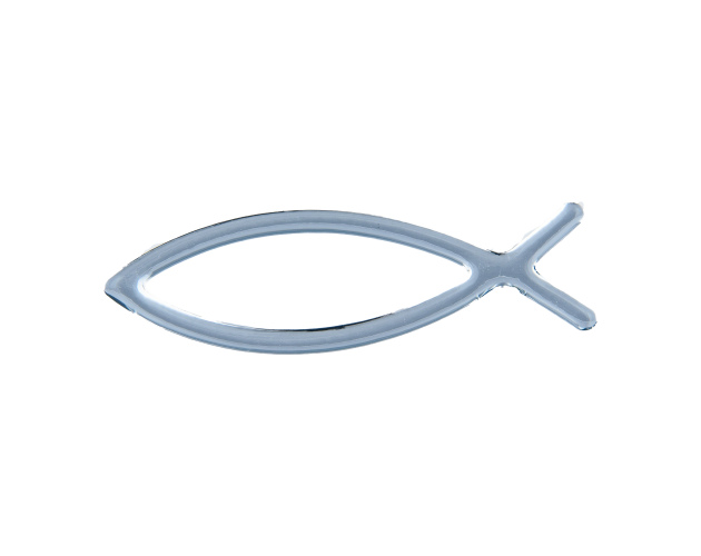 Naklejka na samochód Ryba Ichthys 3D – kolor srebrny