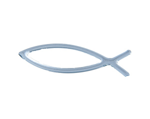 Naklejka na samochód Ryba Ichthys 3D – kolor srebrny
