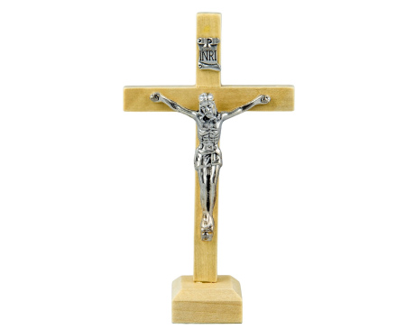Krzyżyk stojący drewniany 11 cm jasny