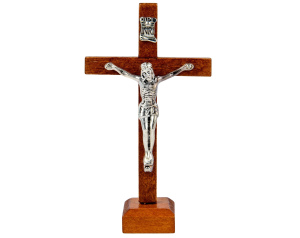 Krzyżyk stojący drewniany 11 cm brązowy