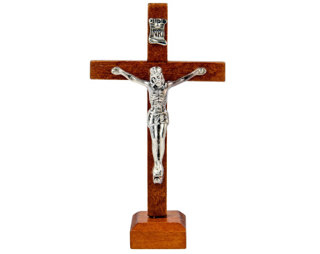 Krzyżyk stojący drewniany 11 cm brązowy