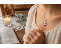 Metalowy Medalion religijny z Jezusem i Maryją