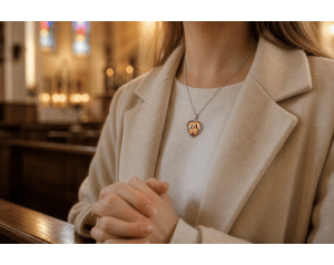Metalowy Medalion religijny z Jezusem i Maryją