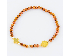 Delikatna Bransoletka dla Kobiety z krzyżykiem i medalikiem brązowa
