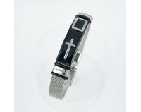Bransoletka męska metalowa z krzyżem
