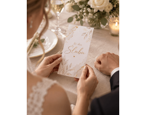 kartka na ślub W dniu Ślubu – eleganckie liście