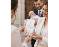 Kartka na Chrzest Święty dla dziewczynki – kwiaty z różową kopertą
