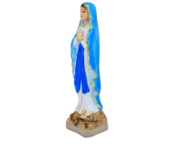 Figurka Matki Bożej Różańcowej w białym i niebieskim płaszczu