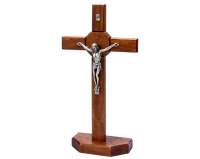 Krzyż stojący drewniany z pasyjką 40 cm – ciemny