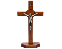 Krzyż stojący drewniany z pasyjką 40 cm – ciemny