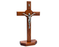 Krzyż stojący drewniany z pasyjką 40 cm – ciemny