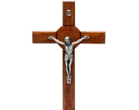 Krzyż stojący drewniany z pasyjką 40 cm – ciemny