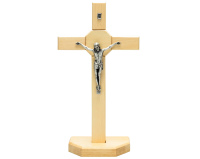 Krzyż drewniany stojący z pasyjką 40 cm – jasny