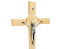 Krzyż drewniany stojący z pasyjką 40 cm – jasny