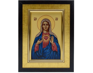 Ikona Matki Bożej z Niepokalanym Sercem w ozdobnej ramie