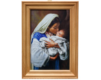 Obrazek Maryja Całującej z Dzieciątkiem w ramce drewnianej 10 x 15 cm