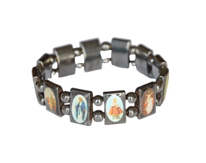 Bransoletka metalowa z wizerunkami świętych