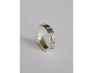 Różaniec srebrny na palec obrączka obrotowa wzór 11