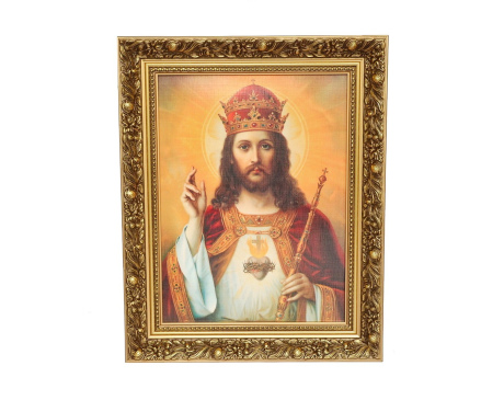 Obraz Chrystus Król w ozdobnej ramie