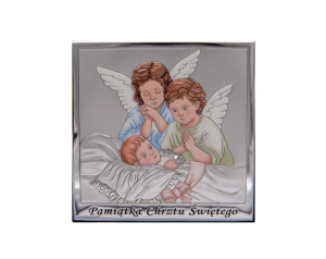 Obrazek Srebrny Aniołki kolorowe Nad Dzieckiem