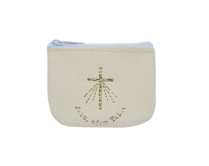 Etui na różaniec na zamek kremowe