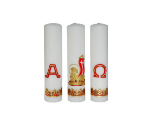 Komplet świec ołtarzowych z wzorem Wielkanocnym białe