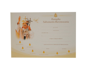 Pamiątka sakramentu bierzmowania z teczką JPII