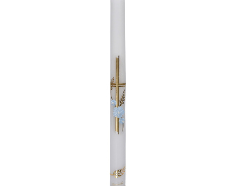 Świeca Na Chrzest Niebieski Kwiatuszek