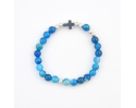 Bransoletka z Krzyżykiem z Kamieni Agat Niebieski