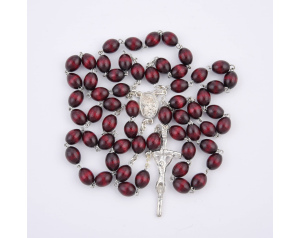 Różaniec Drewniany Bordowy