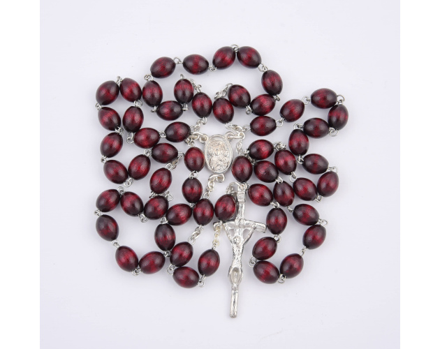 Różaniec Drewniany Bordowy