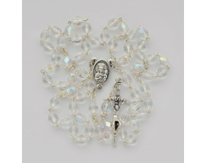 Różaniec kryształkowy przezroczysty opalizowany