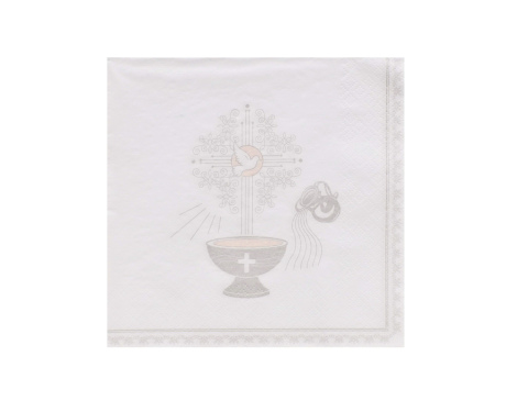 Serwetka na chrzest chrzcielnica różowa