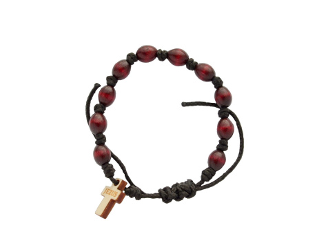 Różaniec 10 wiązana bez makram bordowy