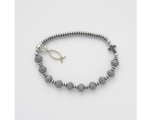 Różaniec Bransoletka Damska 10 Hematyt, Szara