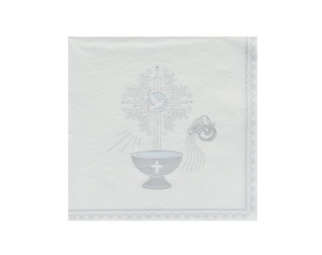 Serwetka na chrzest chrzcielnica niebieska